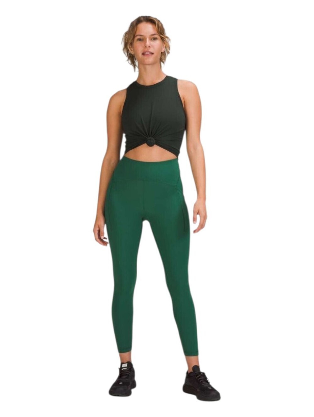 Lululemon Womens Everglade Green Yoga Pilates Running Power Thru 25" Leggings 2 - Picture 1 of 8